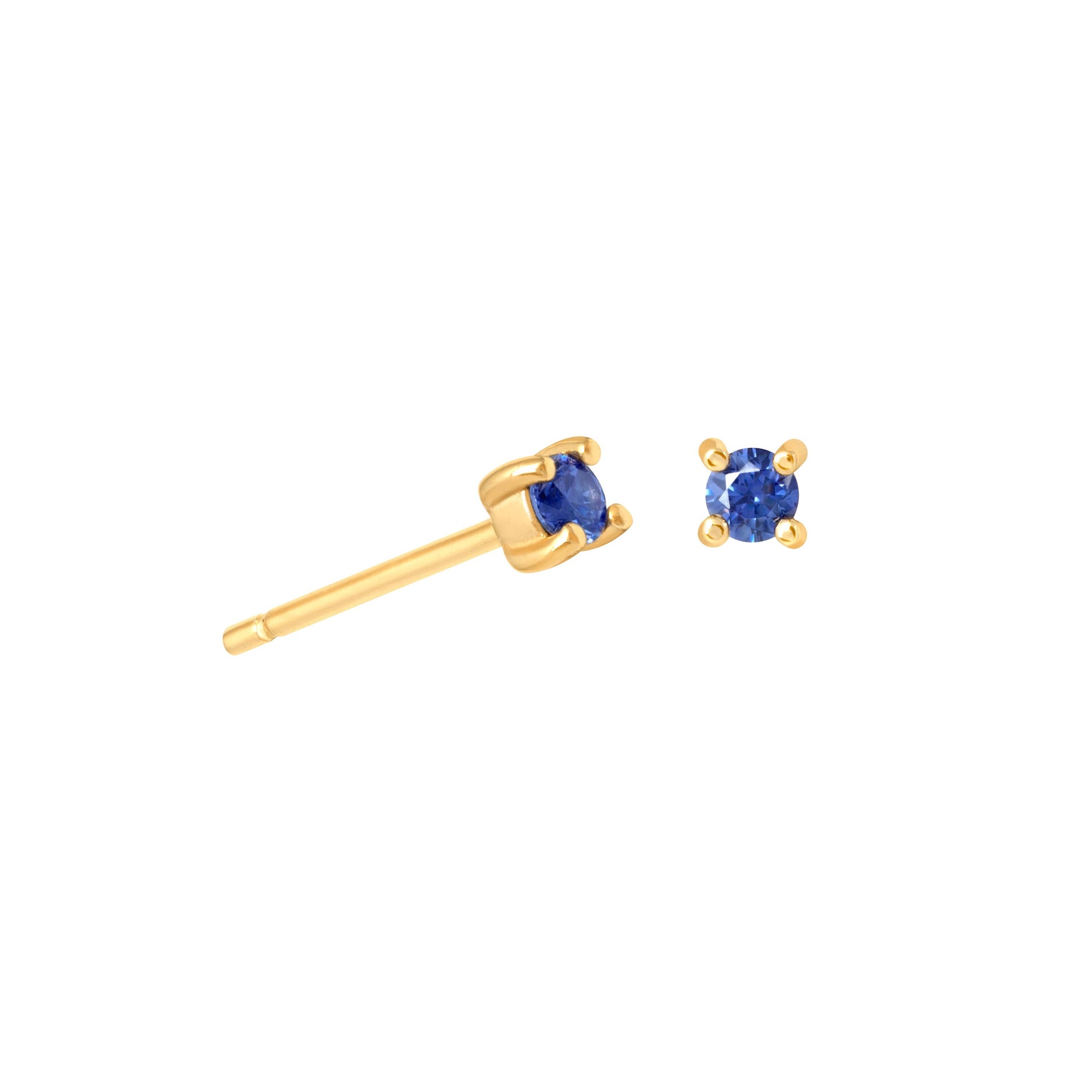 September Birthstone Stud Earrings in Gold with Sapphire CZ