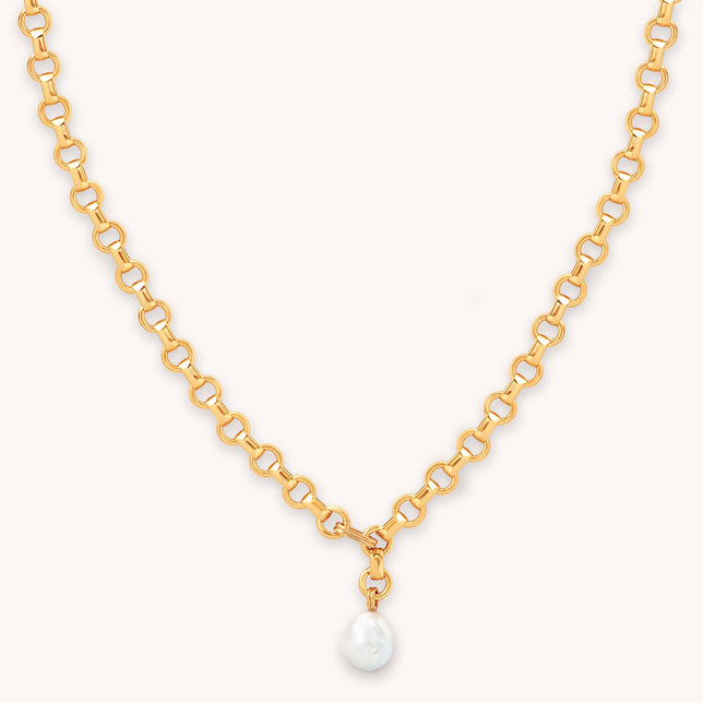 AM22-ENER-N-PL-G  2800 × 2800px  Pearl Link Chain Necklace in Gold
