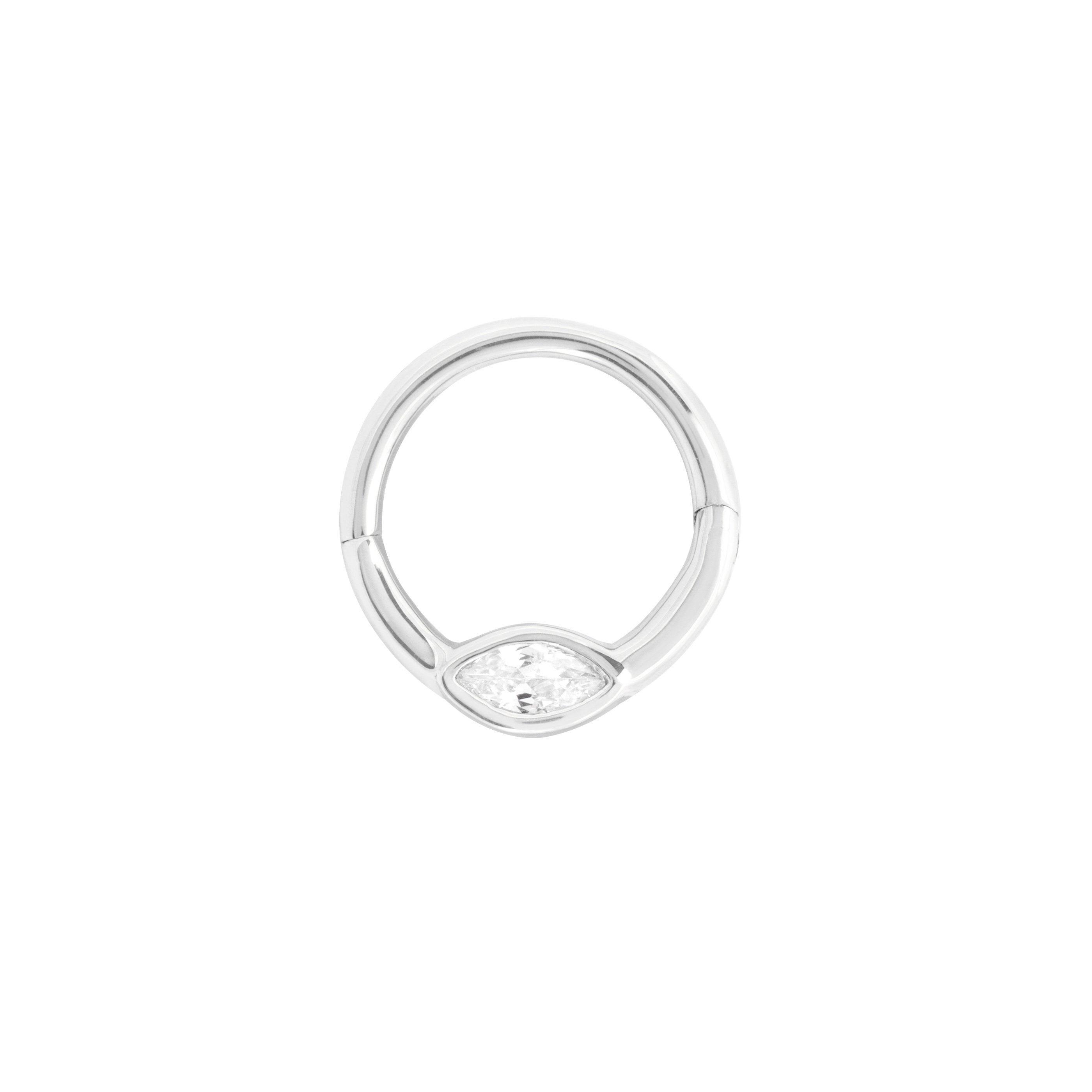 Solid White Gold Marquise Daith Hoop