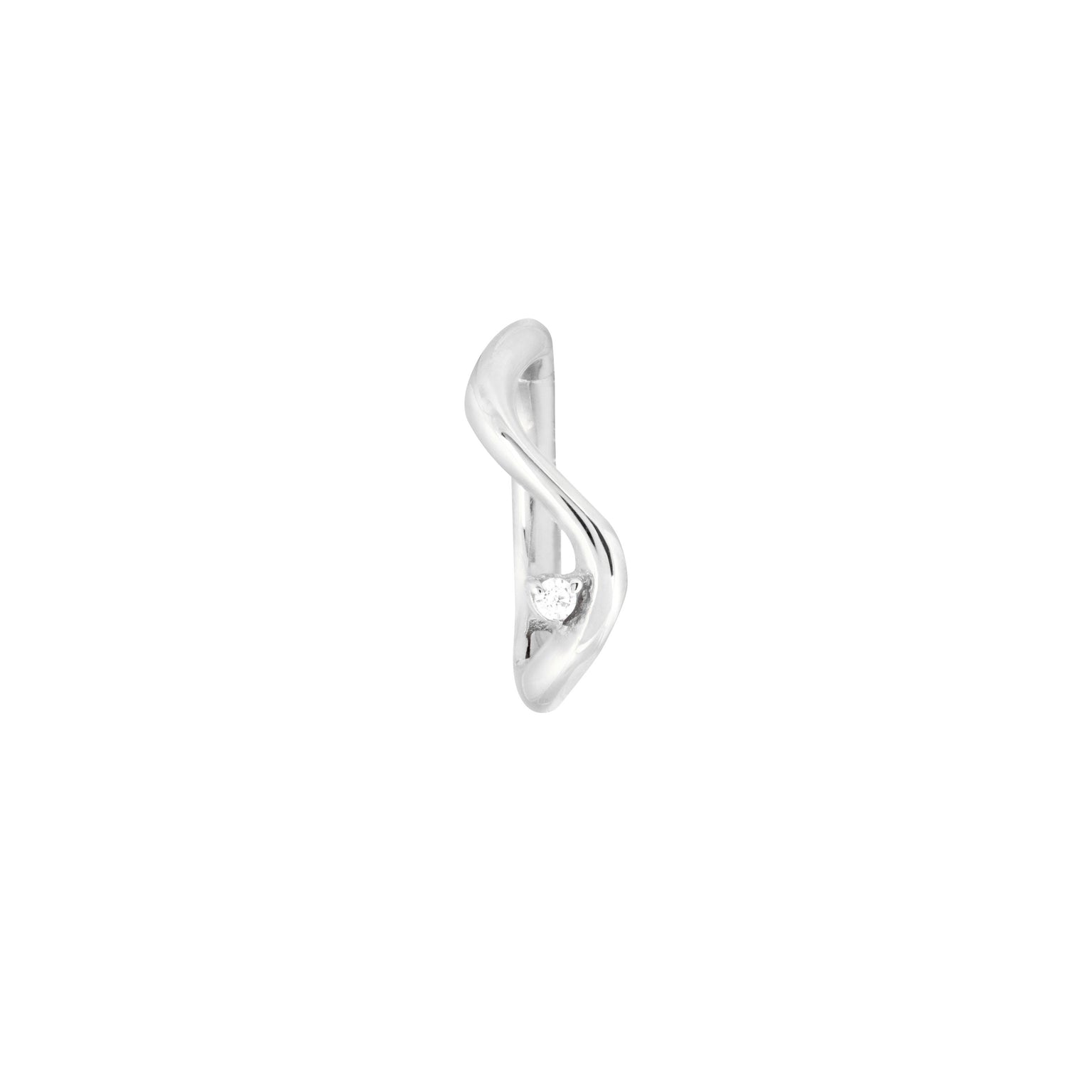Solid White Gold Wave Rook Hoop