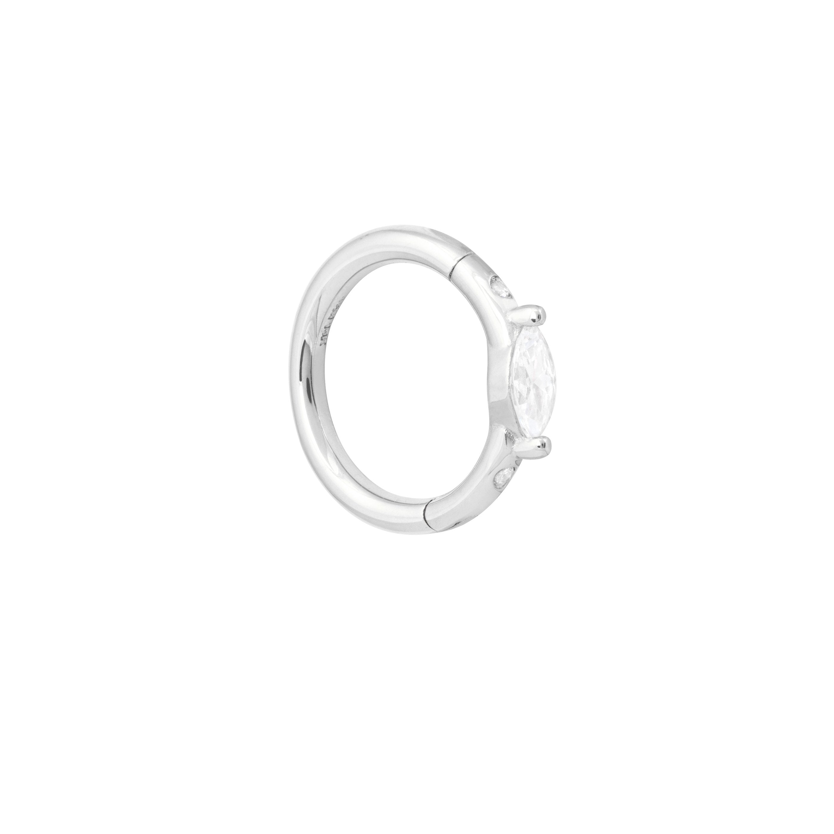 Solid White Gold Marquise Piercing Hoop