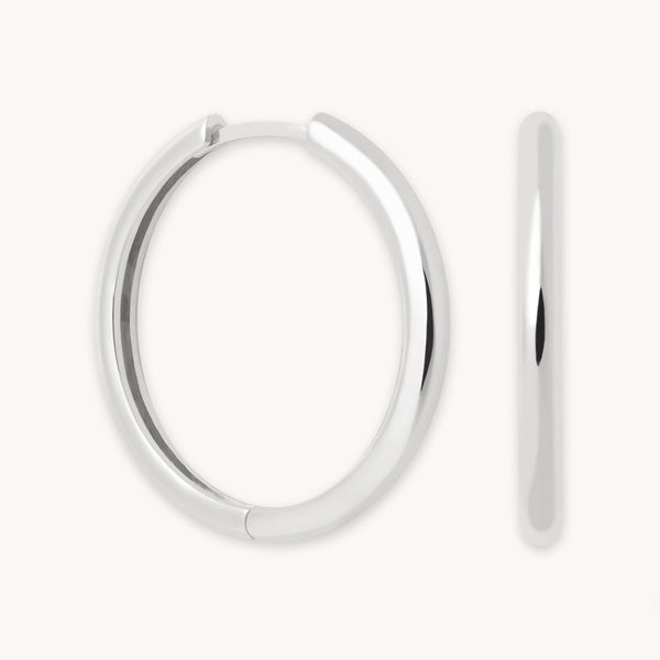 Simple Hinge Large Hoops in Silver