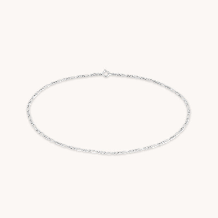 Soho Chain Anklet in Solid White Gold