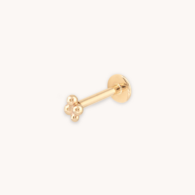 SOLID GOLD BEADED PIERCING STUD CUT OUT