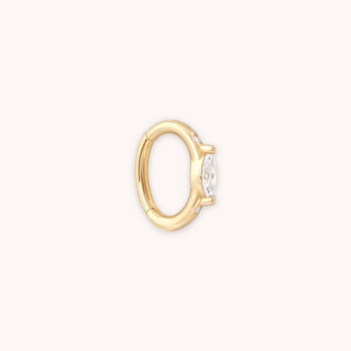 SOLID GOLD MARQUISE ROOK HOOP CUT OUT