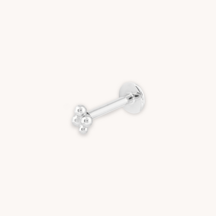 SOLID WHITE GOLD BEADED PIERCING STUD CUT OUT