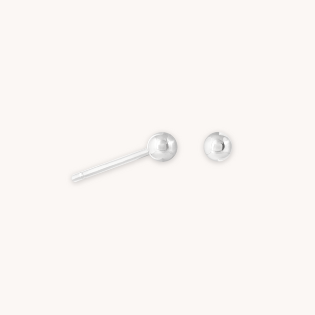Large Ball Stud Earrings in Solid White Gold with 14CT solid gold label