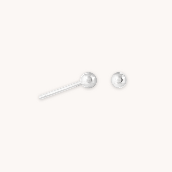 Small Ball Stud Earrings in Solid White Gold