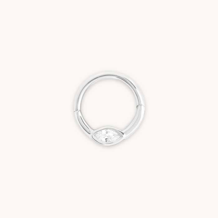 SOLID WHITE GOLD MARQUISE DAITH HOOP CUT OUT