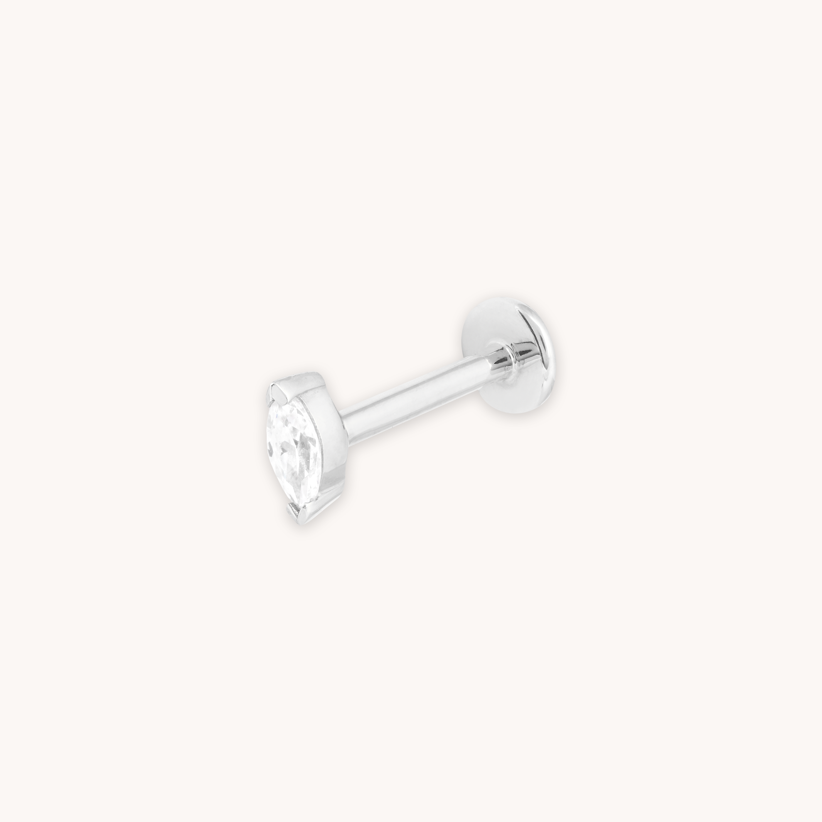 Topaz Marquise Piercing Stud 6mm in Solid White Gold