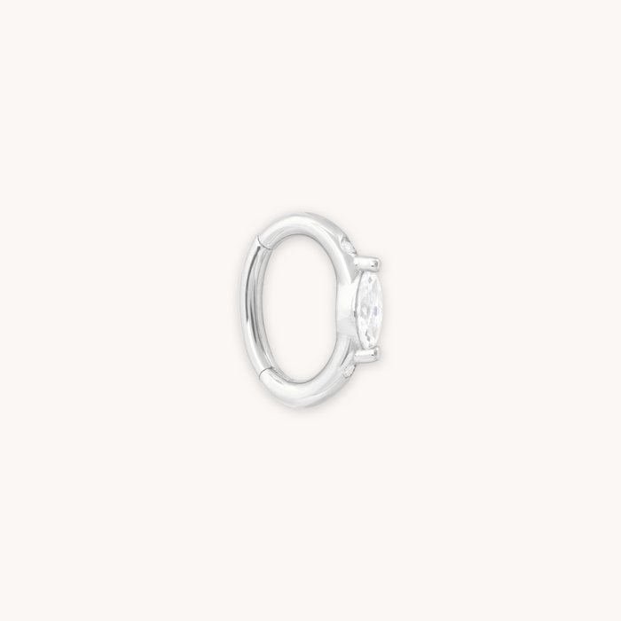 Solid White Gold Marquise Rook Hoop CUT OUT