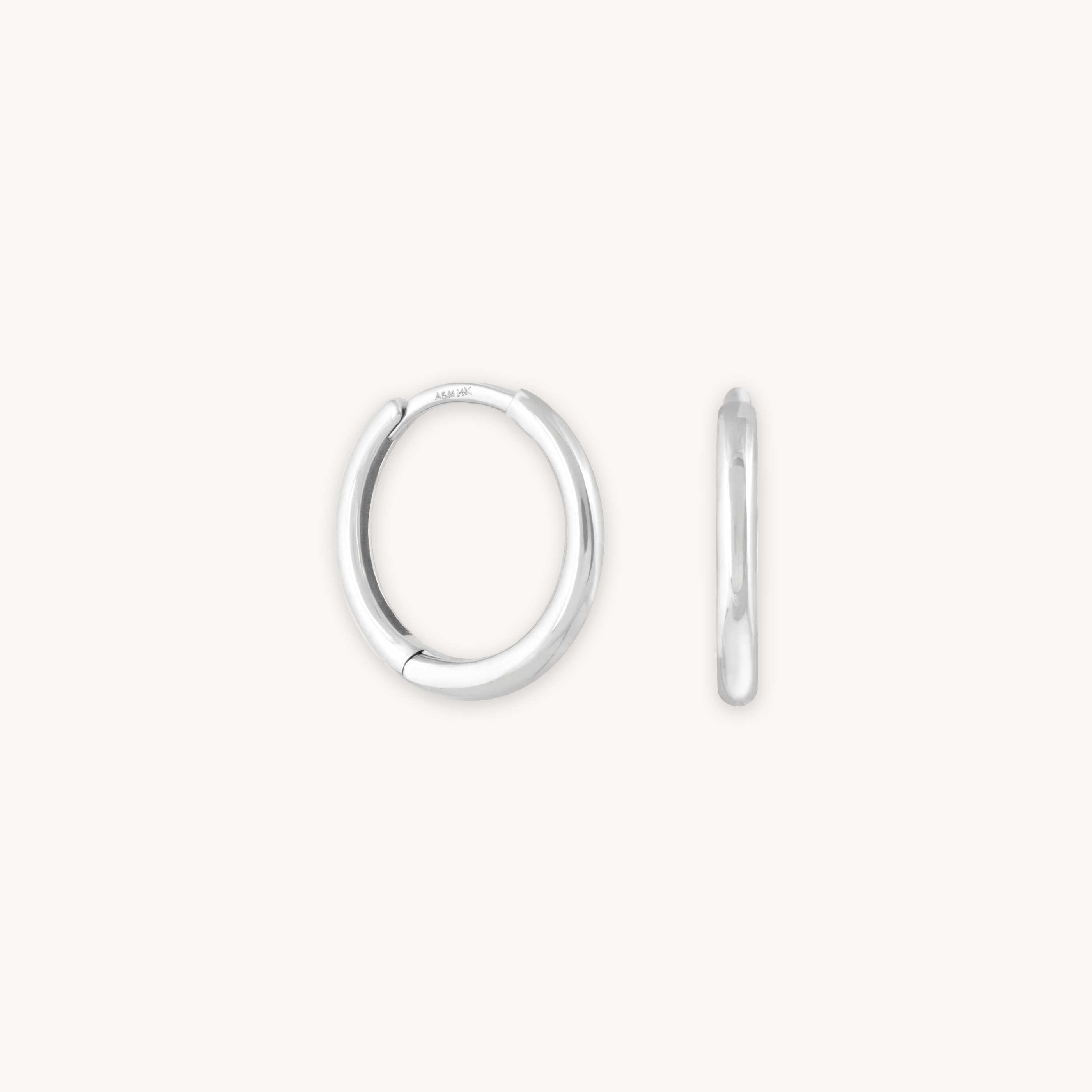 Simple Hoops in Solid White Gold with 14CT solid gold label