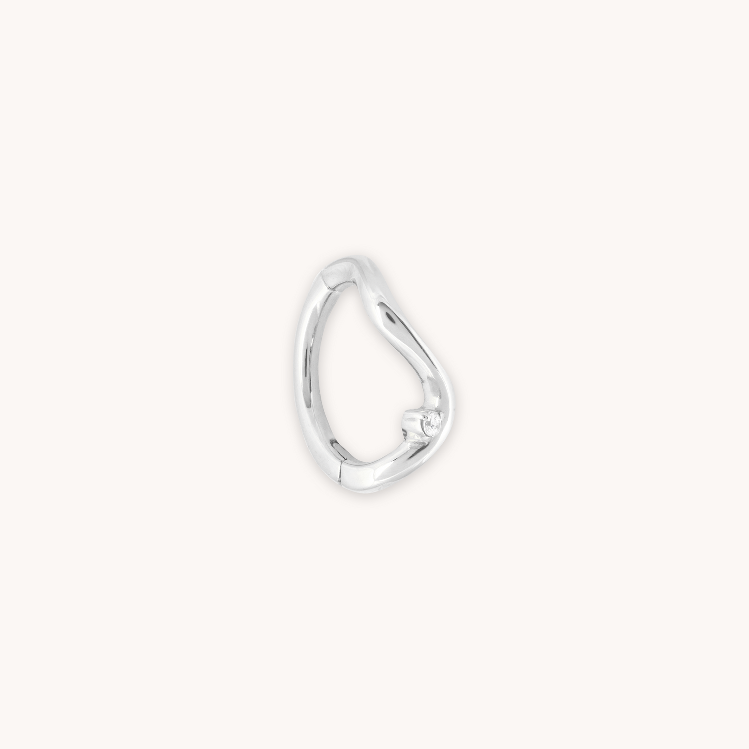 Solid White Gold Wave Rook Hoop cut out