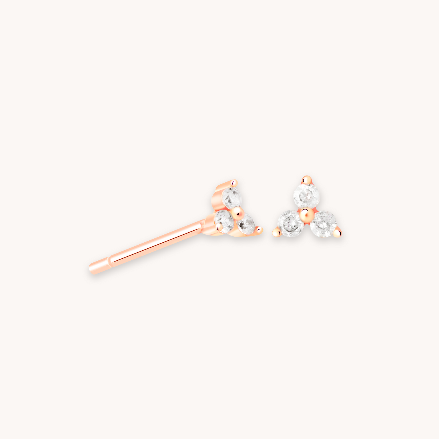 Triple Crystal Stud Earrings in Rose Gold Cut Out