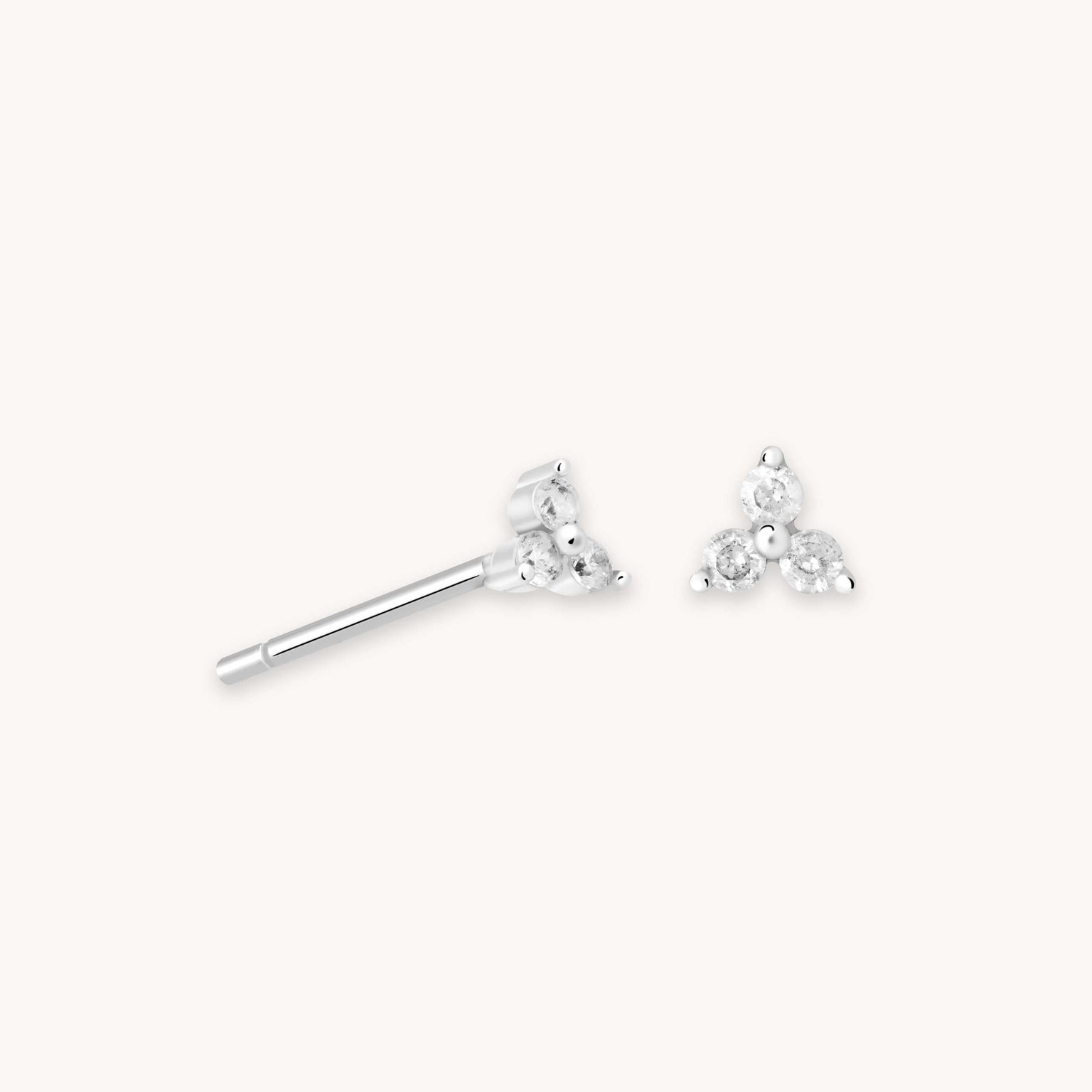 Triple Crystal Stud Earrings in Silver