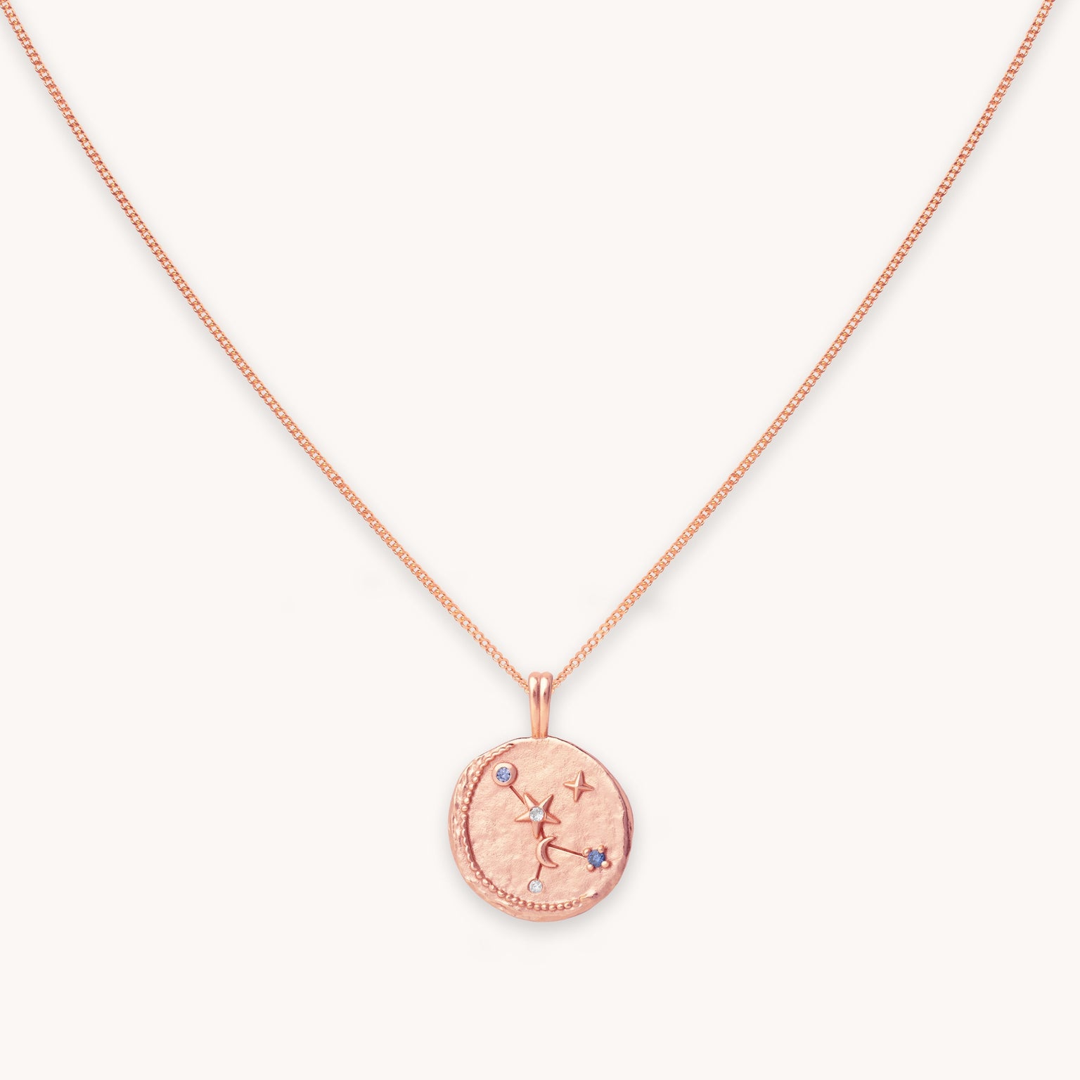 Cancer Zodiac Pendant Necklace in Rose Gold