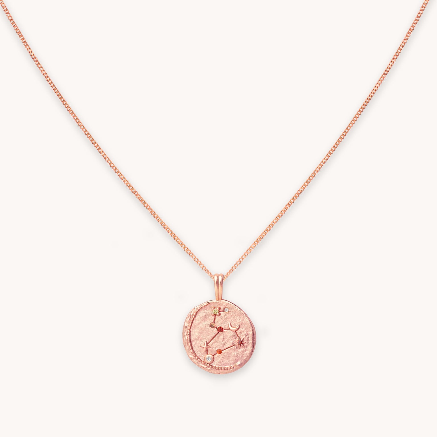 Leo Zodiac Pendant Necklace in Rose Gold