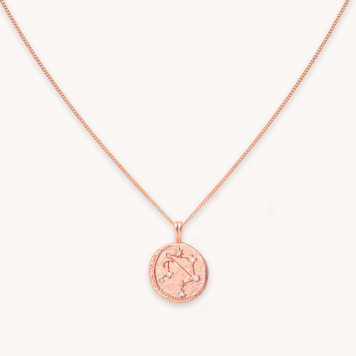 Libra Zodiac Pendant Necklace in Rose Gold