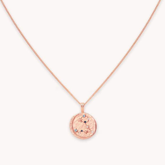 Pisces Zodiac Pendant Necklace in Rose Gold