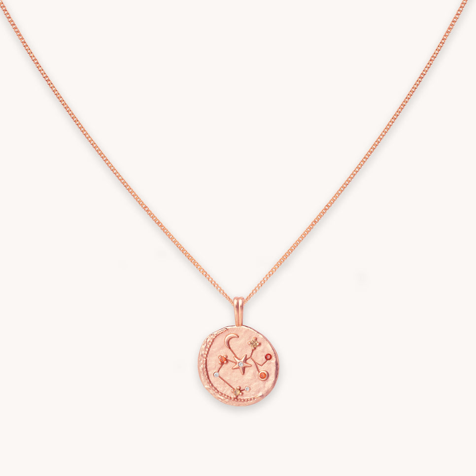 Sagittarius Zodiac Pendant Necklace in Rose Gold