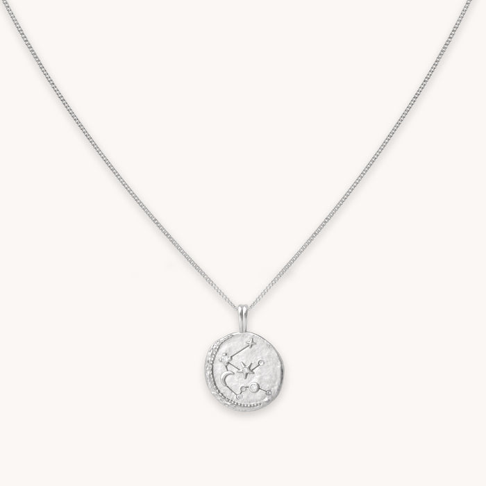 Aquarius Zodiac Pendant Necklace in Silver