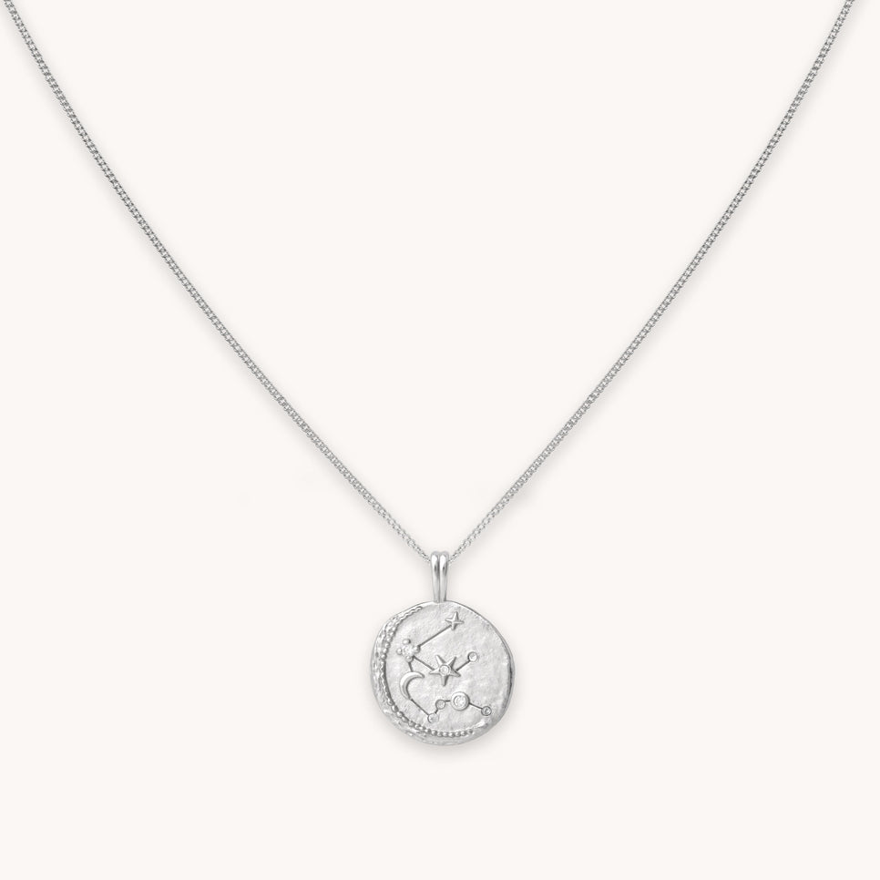 Aquarius Zodiac Pendant Necklace in Silver