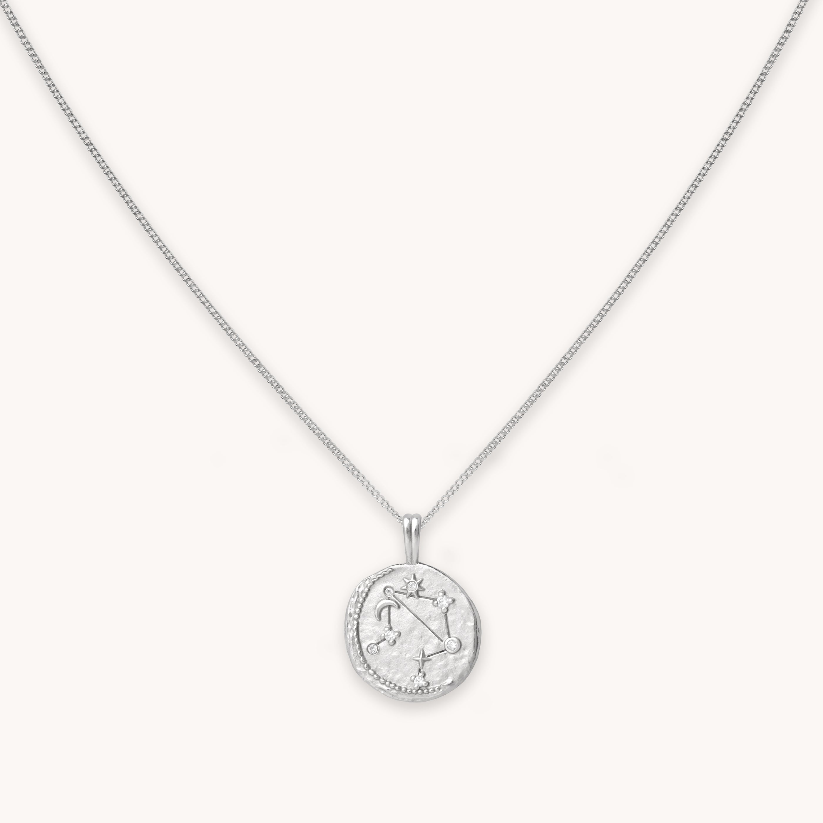 Libra Zodiac Pendant Necklace in Silver