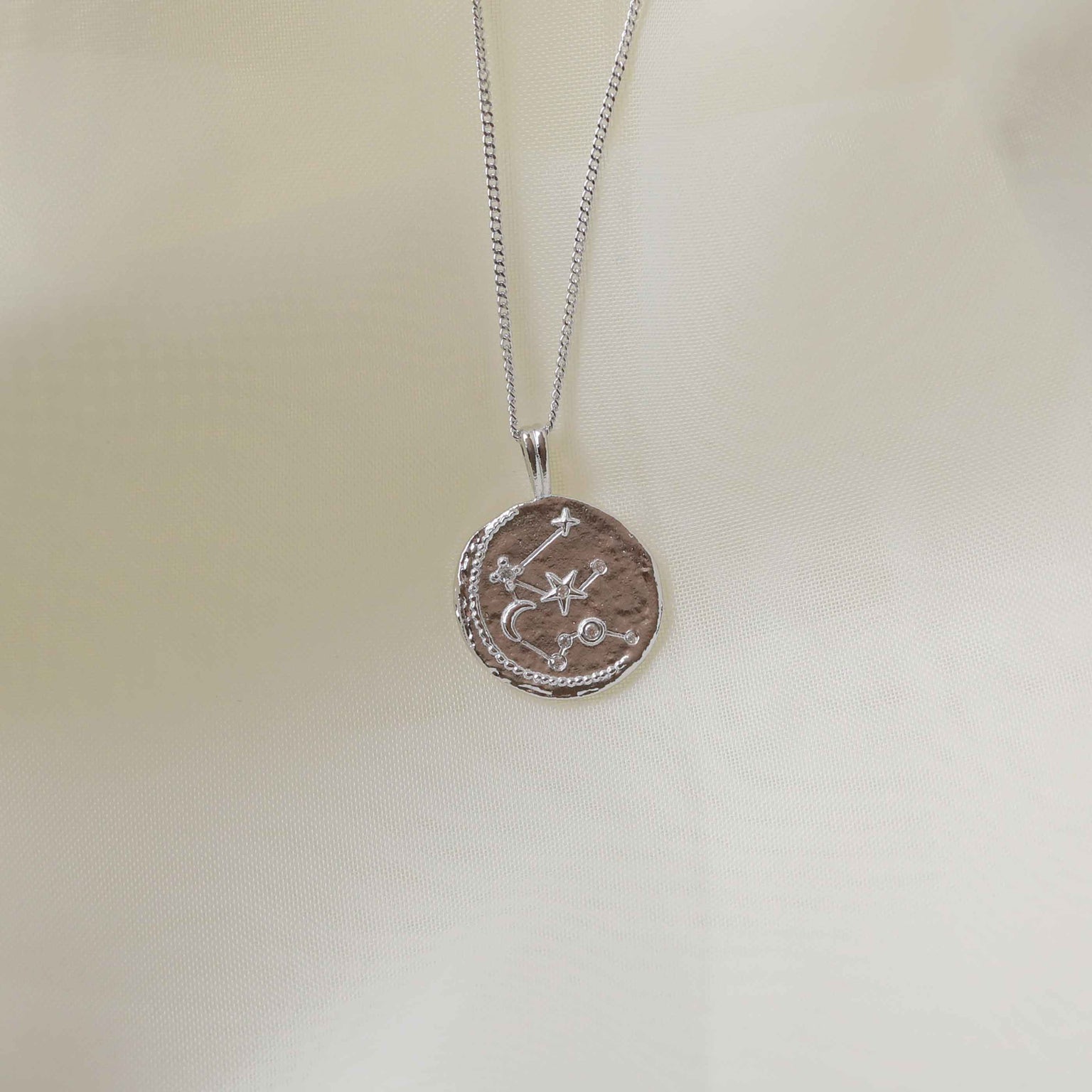 Aquarius Zodiac Pendant Necklace in Silver