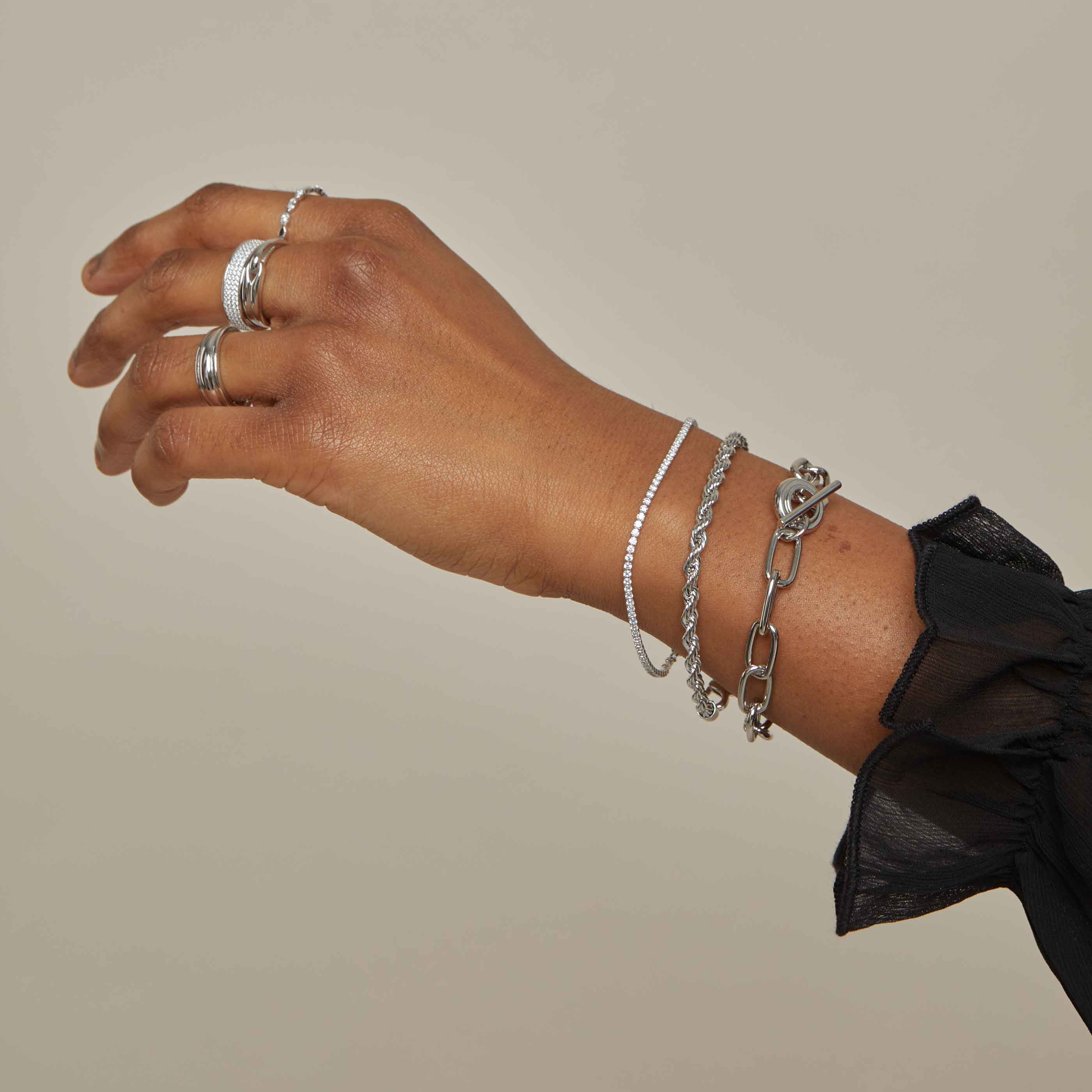 Tennis Chain Bracelet in Silver