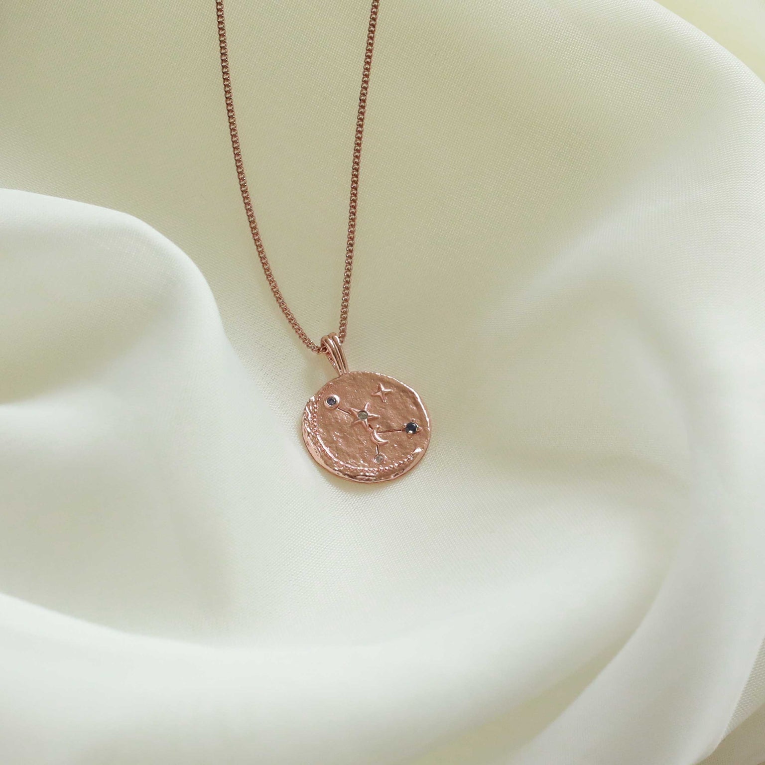 Cancer Zodiac Pendant Necklace in Rose Gold