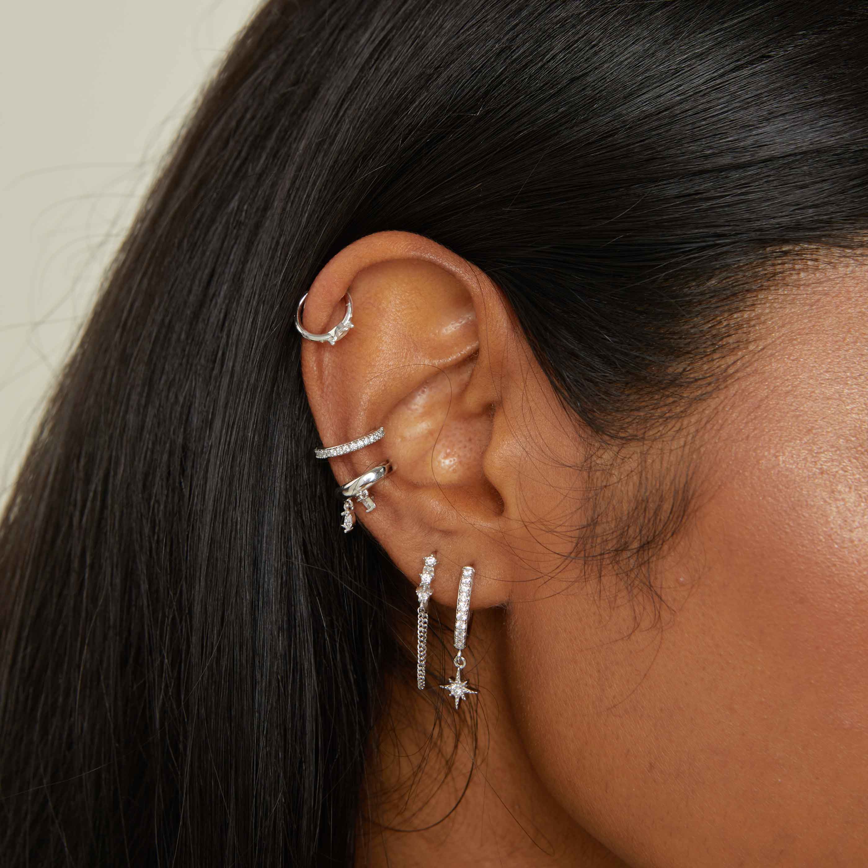 Silver Crystal Ear Cuff | Astrid & Miyu Earrings