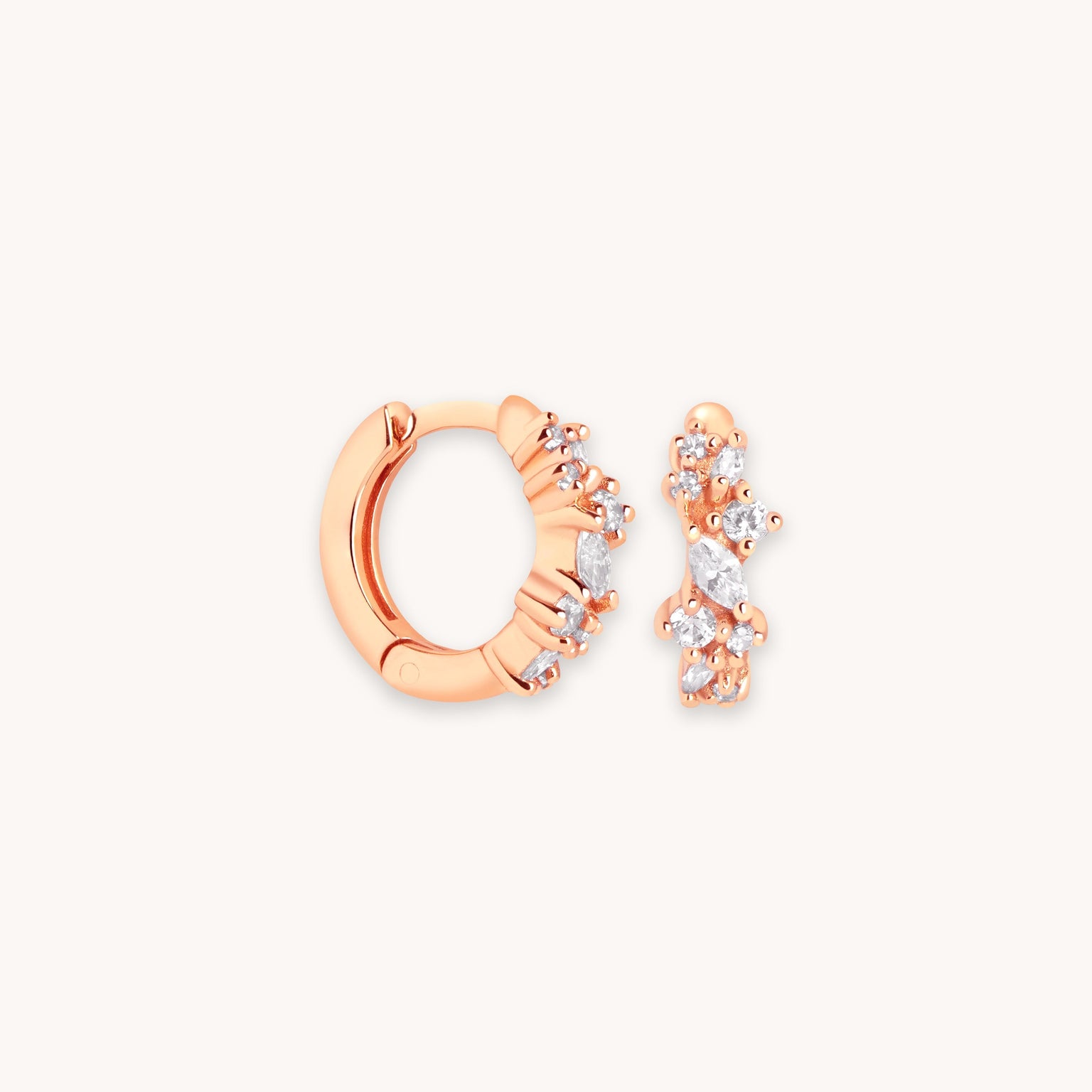 Crystal Cluster Huggies in Rose Gold