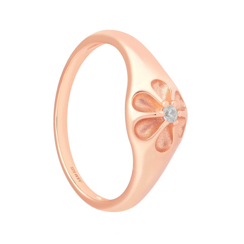 Flora Signet Ring in Rose Gold