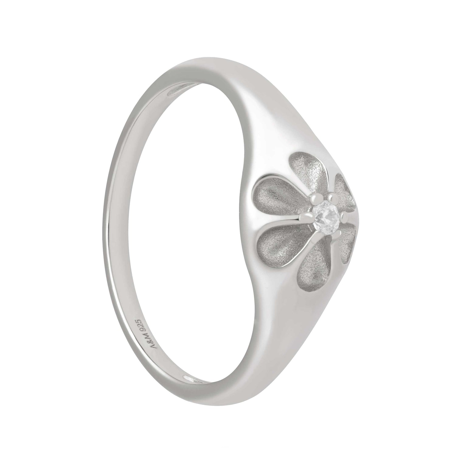 Flora Signet Ring in Silver