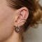 Illusion Crystal Ear Cuff in Silver worn with molten hoops and curved crystal barbell
