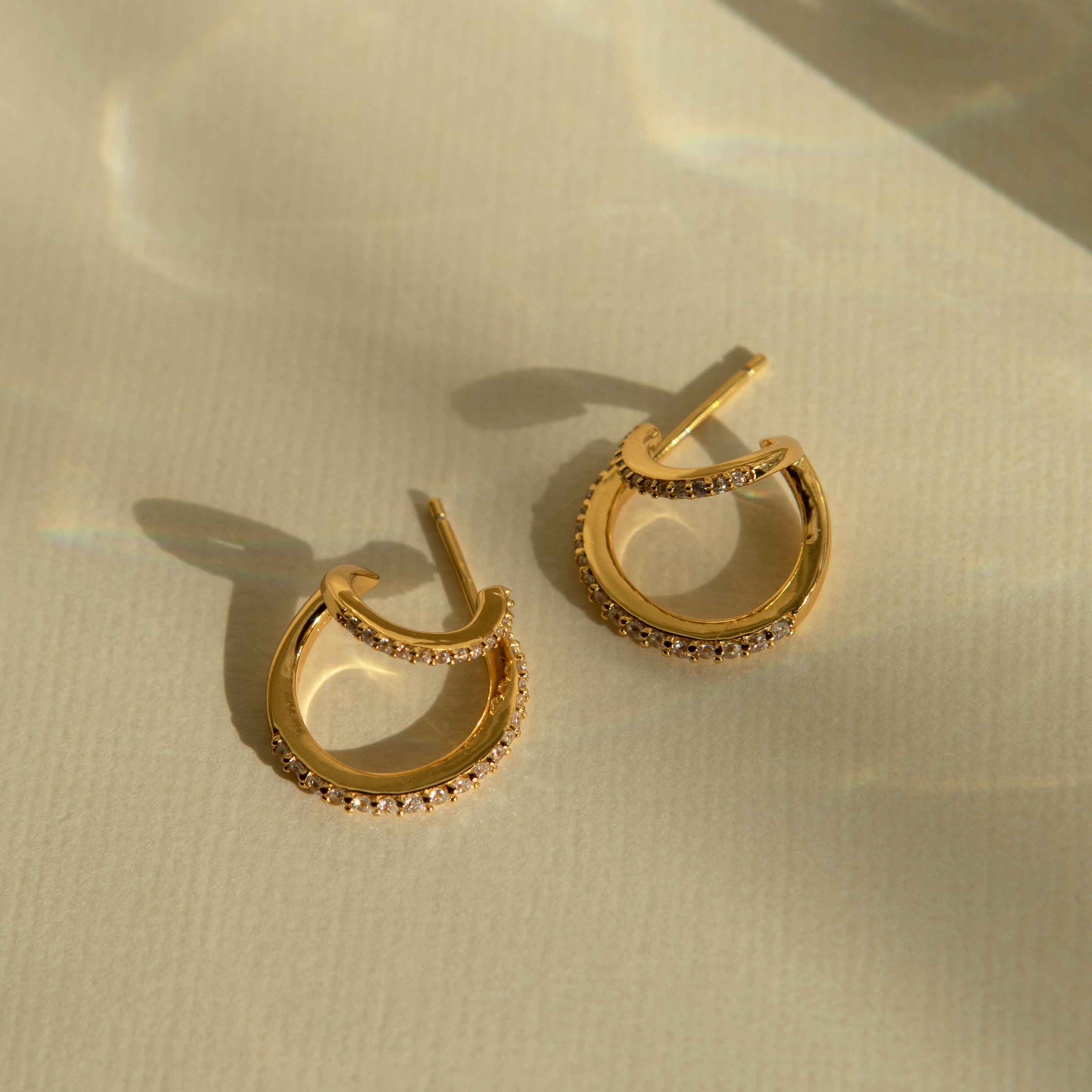 Illusion Crystal Hoops in Gold
