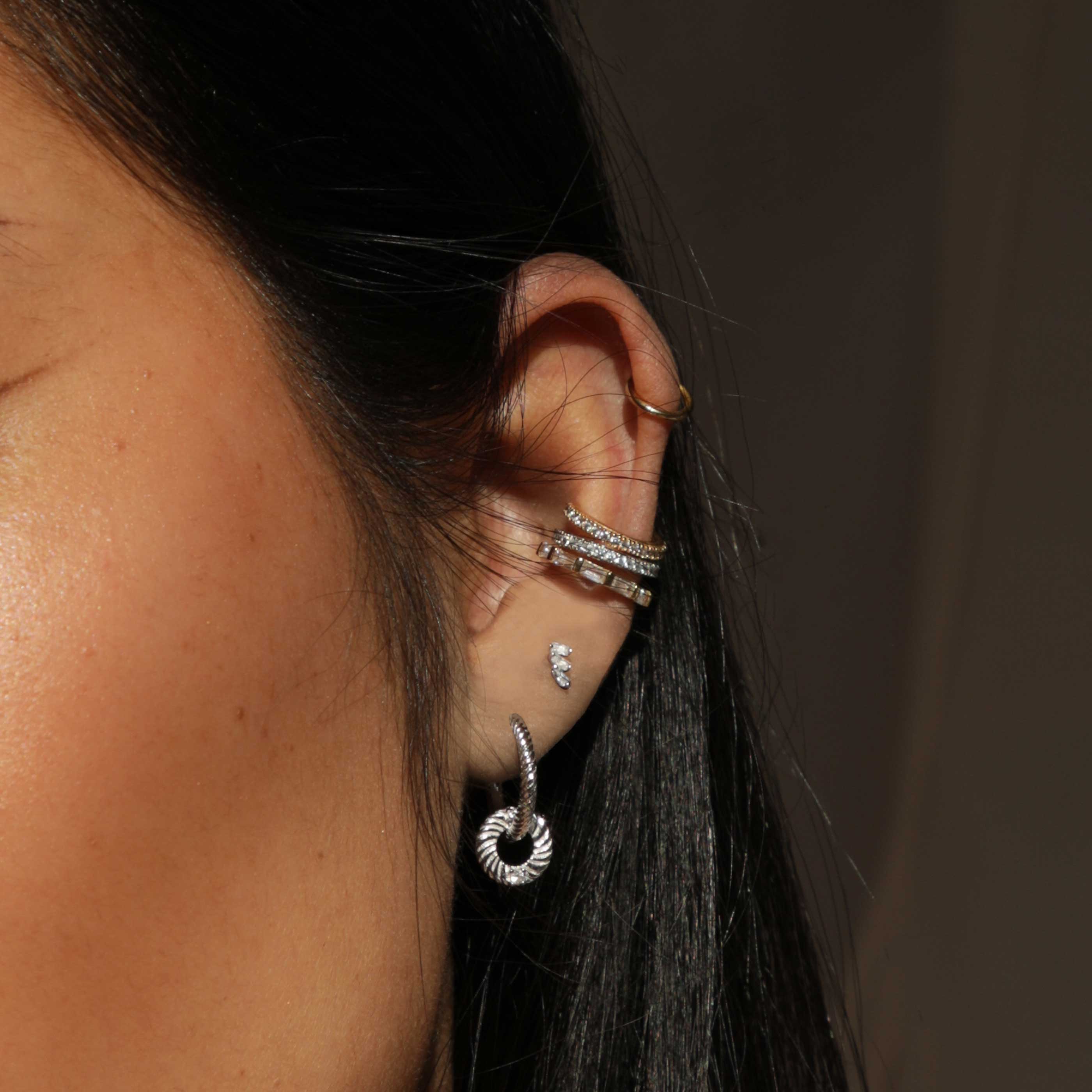 Baguette Crystal Stud Earrings in Silver
