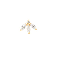 Navette Fan Barbell Earring in Gold