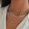 Oval Snake Chain Necklace in Silver worn