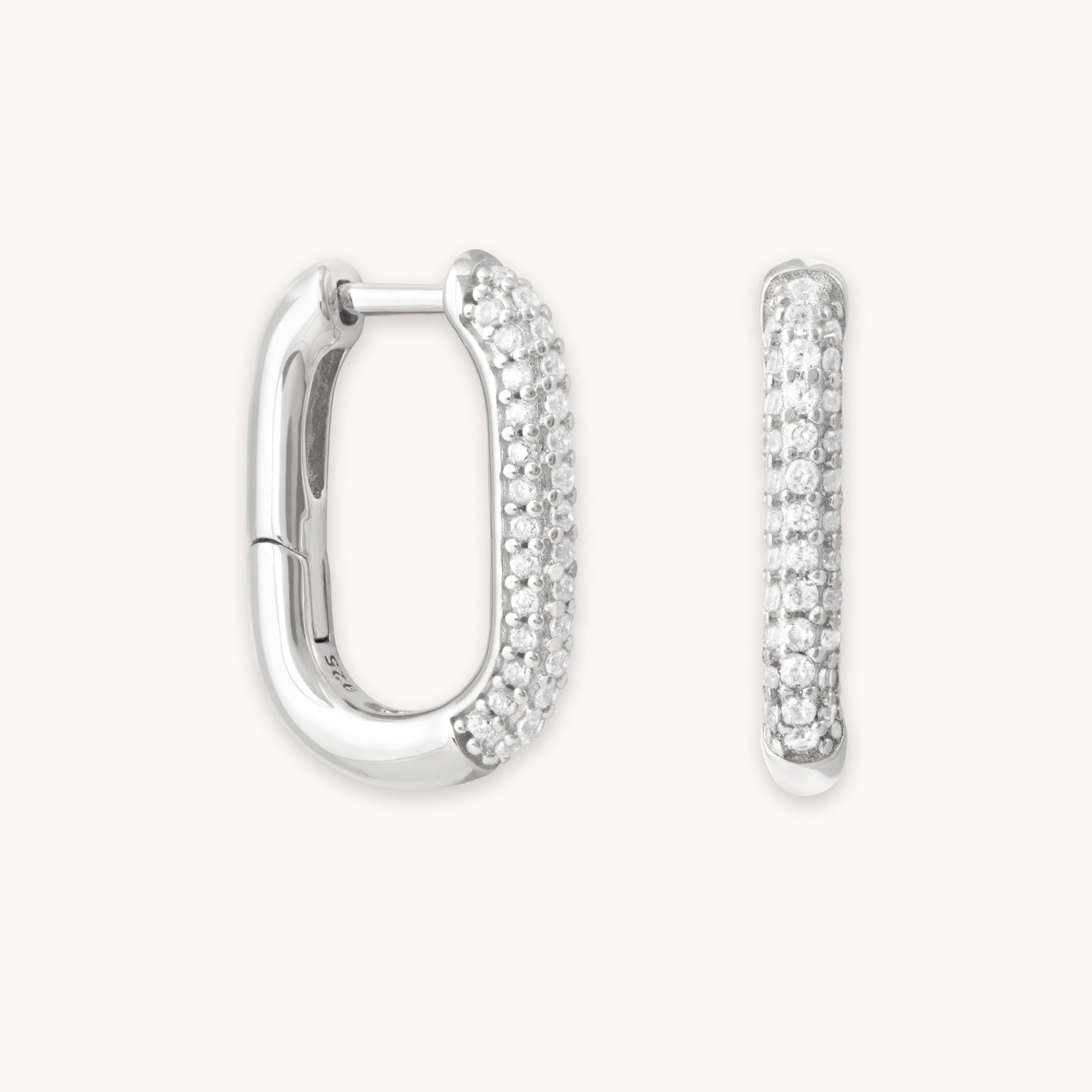 Rectangular Glimmer Hoops in Silver