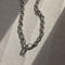 Ribbed Link Chain Necklace in Silver