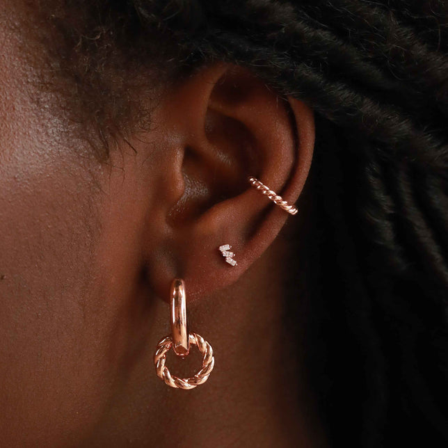 Baguette Crystal Stud Earrings in Rose Gold