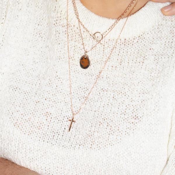 Boyfriend Cross Necklace in Rose Gold