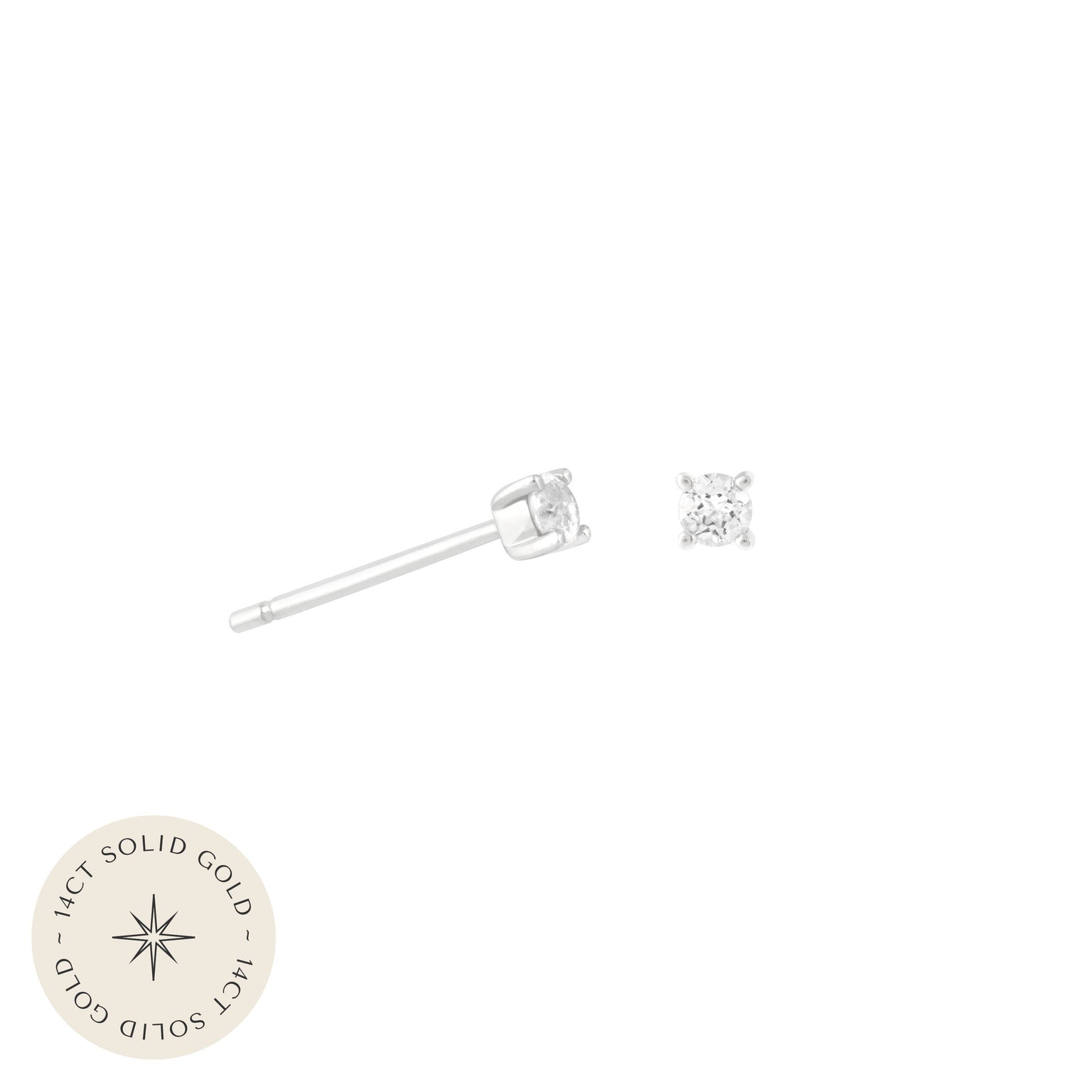 Topaz Stud Earrings in Solid White Gold with 14CT solid gold label