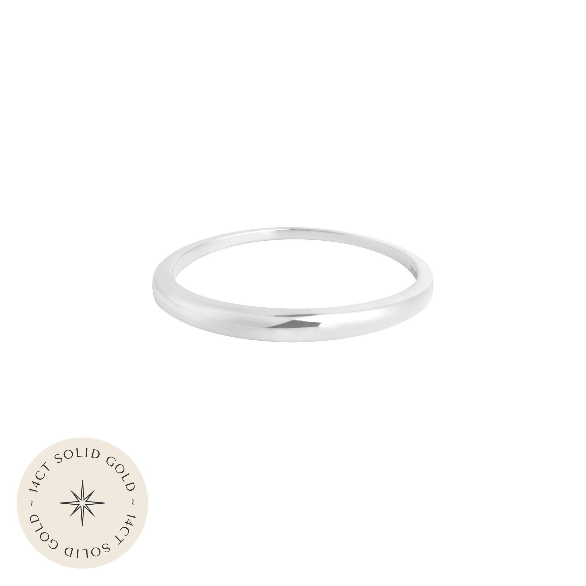 Dome Ring in Solid White Gold with 14CT solid gold label