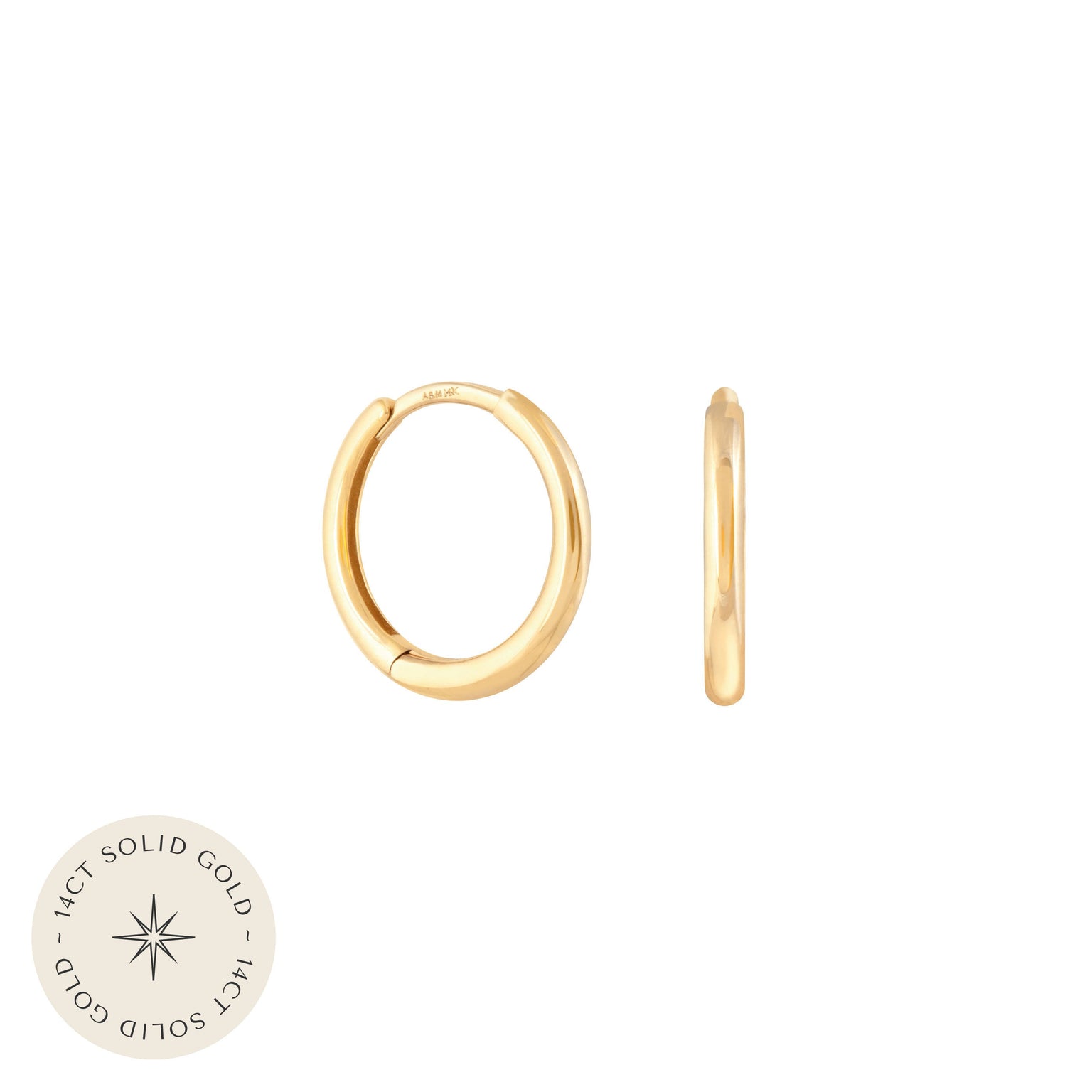 Simple Hoops in Solid Gold with 14CT solid gold label