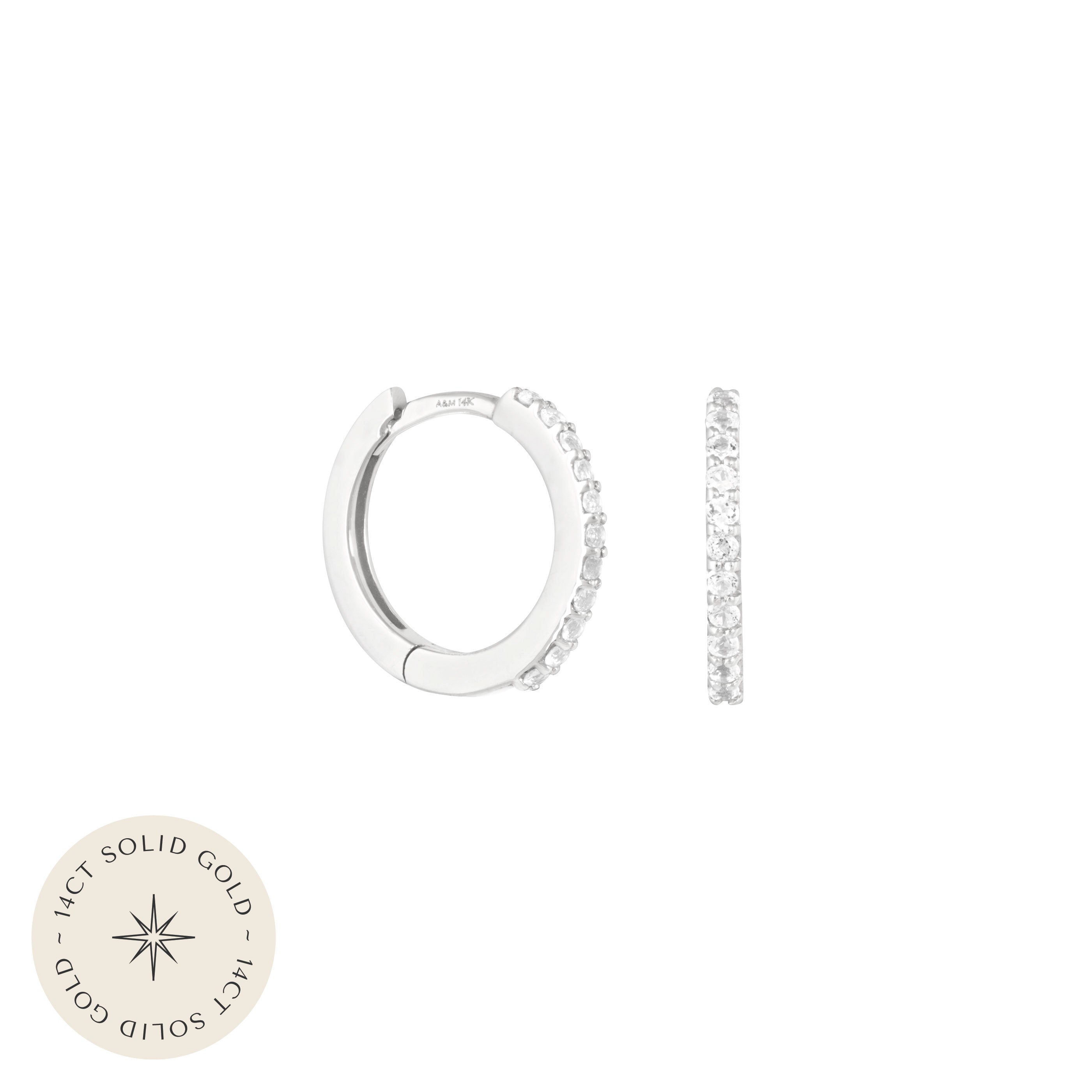 Topaz Hoops in Solid White Gold with 14CT solid gold label
