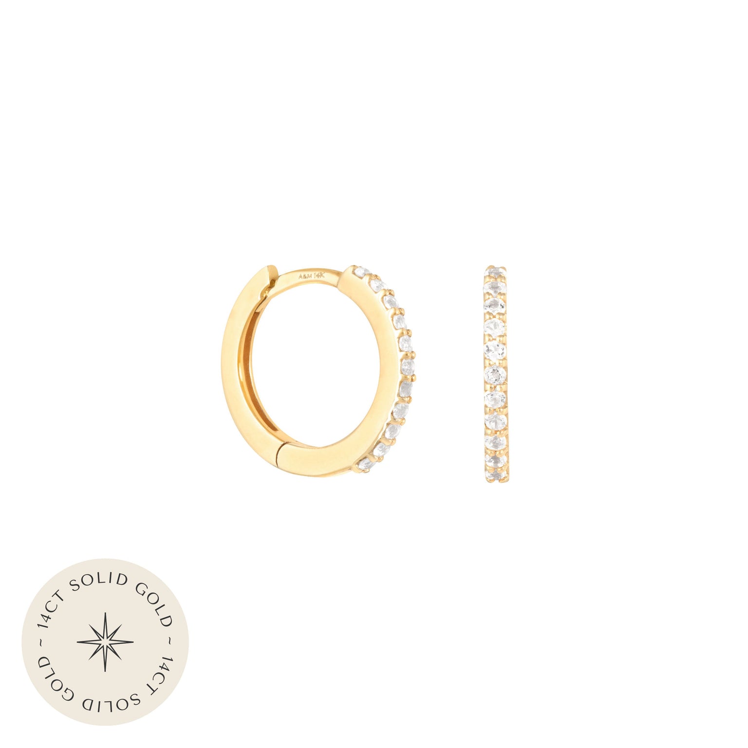 Topaz Hoops in Solid Gold with 14CT solid gold label