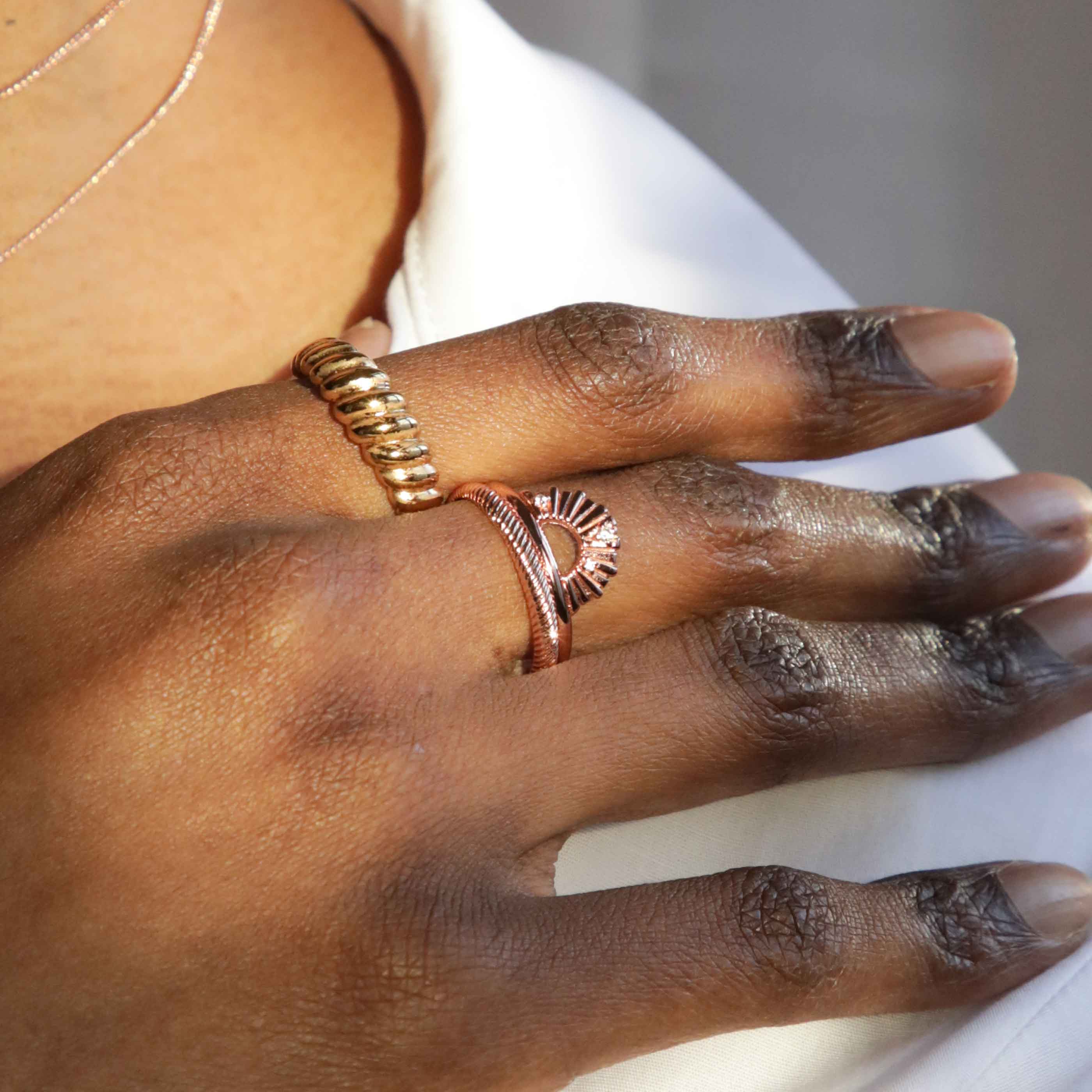 Etched Band Ring in Rose Gold