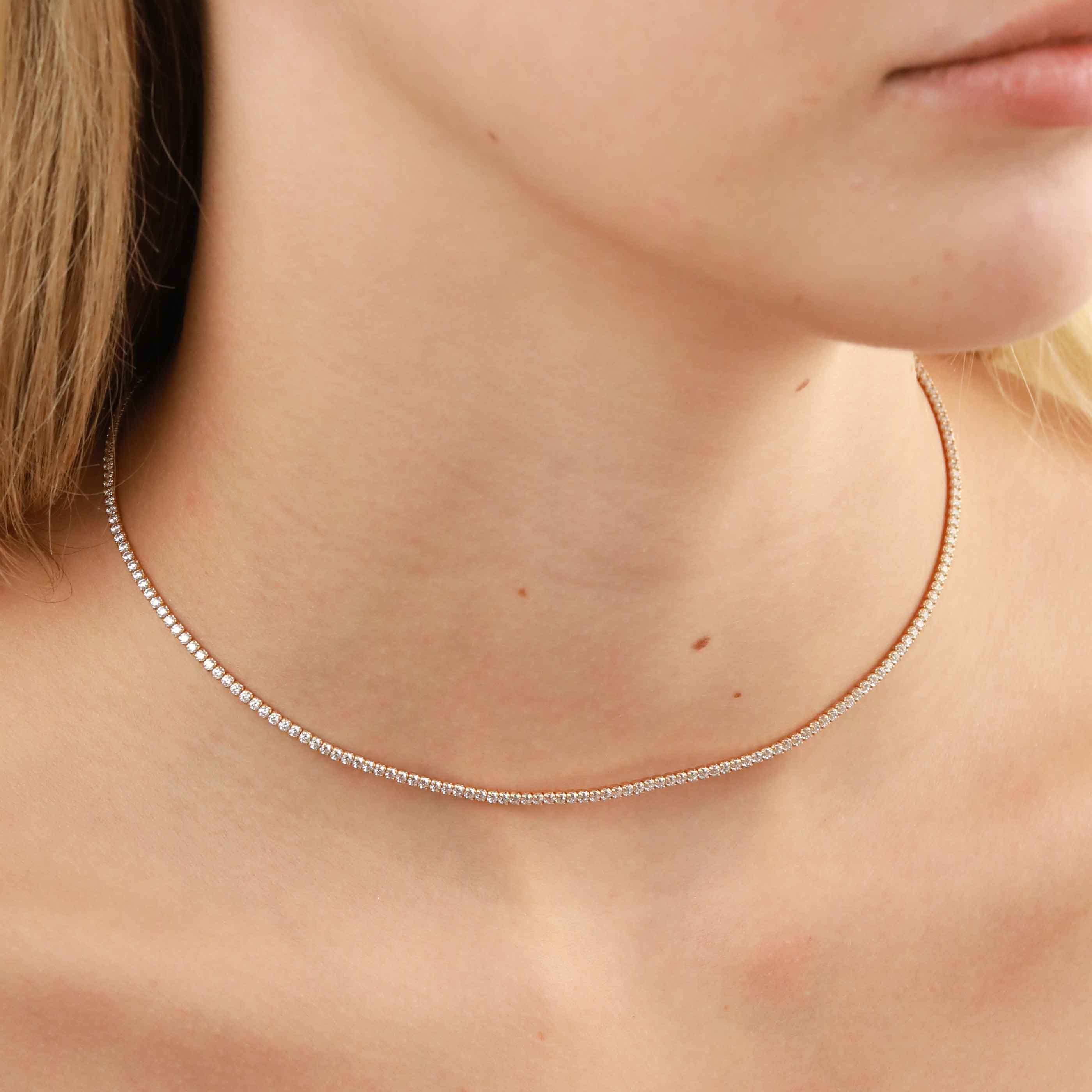 Tennis Chain Necklace in Gold - 38-43 cm | Jewellery by Astrid & Miyu
